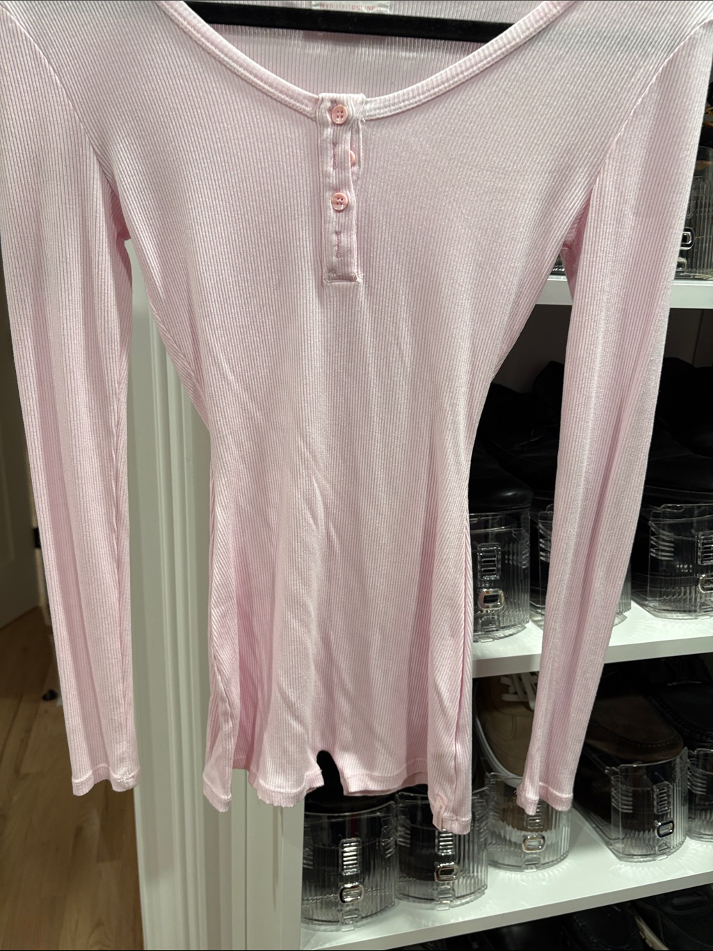 Like New Discontinued My Outfit Online Women's Long-Sleeve Pink Henley Jumpsuit — image 3 of 5